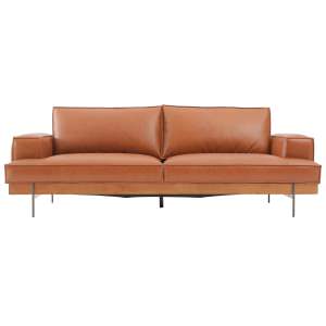 Brixton Premium Top Grain Full Leather Sofa, 3 Seater, Tan