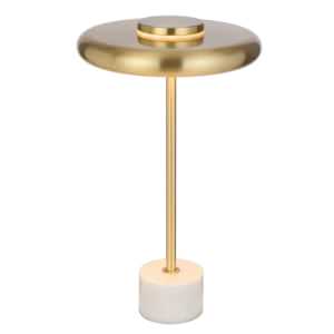 Sisby Iron & Marble Dimmable LED Table Lamp, Brass / White