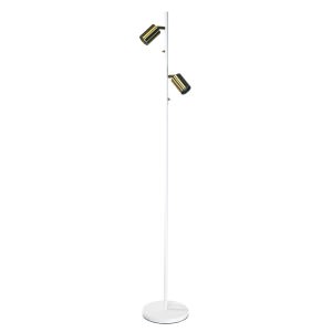 Ponte Adjustable LED Spotlight Floor Lamp, Satin Brass / White