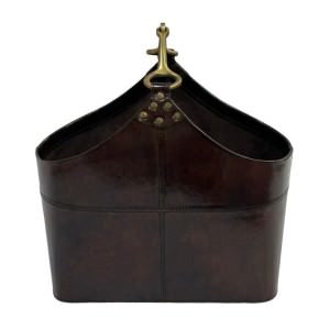 Lofra Leather Magazine Basket, Type C, Dark Brown