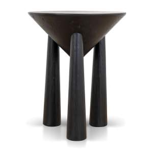 Rovella Recycled Fir Timber Round Side Table, Black