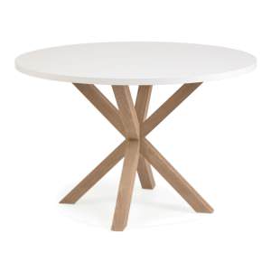 Bromley Engineered Wood & Epoxy Steel Round Dining Table, 120cm, White / White