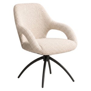 Chantara Fabric Swivel Dining Armchair, Beige