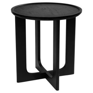 Noren Wooden Round Tray Top Side Table, Medium, Black
