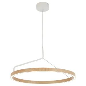 Truvon Metal LED Ring Pendant Light, 32W, CCT, White / Oak