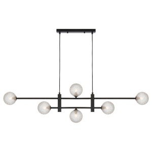 Tyson Glass & Iron Pendant Light, Black / Clear Prism