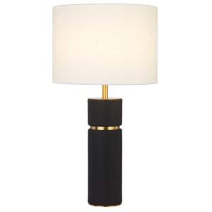 Valda Vegan Leather & Iron Base Table Lamp, Black