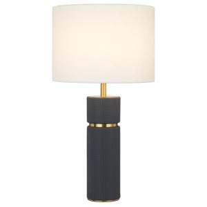 Valda Vegan Leather & Iron Base Table Lamp, Blue
