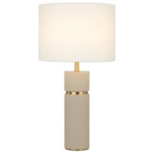 Valda Vegan Leather & Iron Base Table Lamp, Taupe