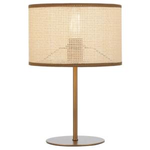 Velice Iron & Woven Paper Raffia Table Lamp, Vintage Brass / Natural