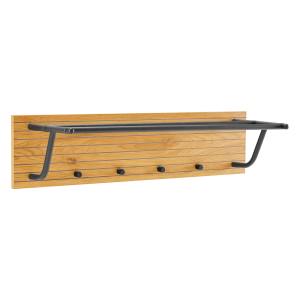 Line Wooden Wall Coat Hanger with Metal Shelf