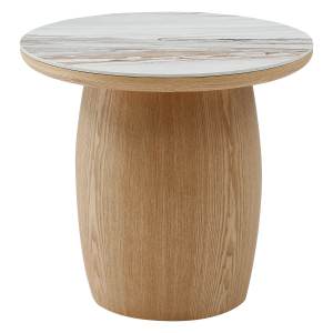 Renovia Ceramic Top Woode Round Side Table