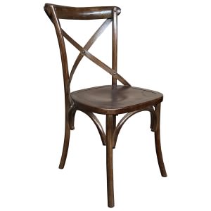 Bassel Timber Cross Back Dining Chair, Timber Seat, Walnut