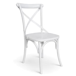 Bassel Timber Cross Back Dining Chair, Timber Seat, White