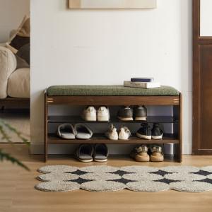 Myra American Walnut Timber Hallway Bench with Shoe Rack