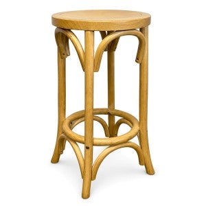 Boen Elm Timber Round Counter Stool, Timber Seat, Natural