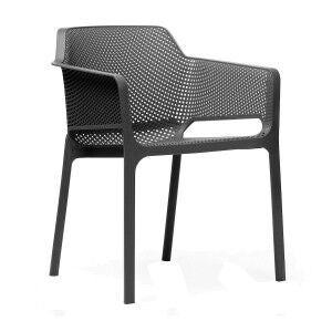 Net Italian Made Commercial Grade Stackable Indoor / Outdoor Dining Armchair, Anthracite