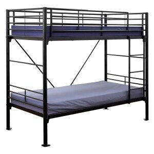 Travers Commercial Grade Metal Bunk Bed, King Single, Black