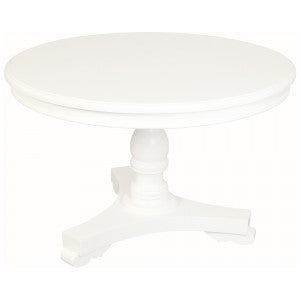Queen Ann Mahogany Timber Round Dining Table, 120cm, White