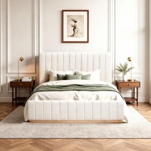 Lincoln Fabric Gas Lift Storage Platform Bed, Queen