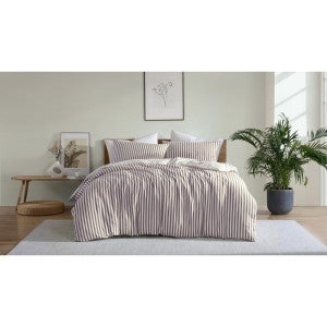 Ardor Boudoir Frankie Stripe Quilt Cover Set, King, Pomegranate