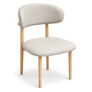 Isaiah PU Leather Dining Chair, Light Beige / Oak