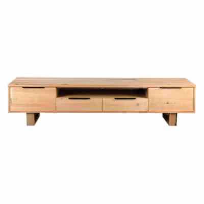 Ari Hardwood Timber 2 Door 2 Drawer TV Unit, 220cm, Natural