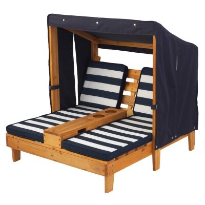 KidKraft Double Chaise Lounge with Cupholder, Navy / Honey