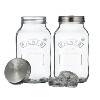 Kilner Glass Fermentation Jar, 1 Litre, Set of 2