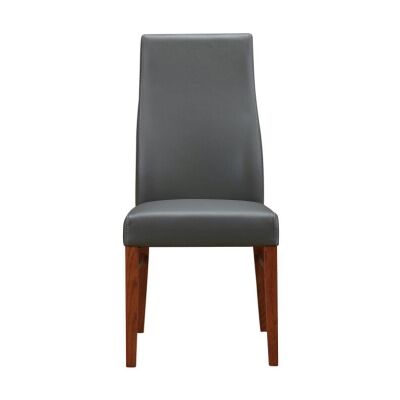 Tyrion Leather Dining Chair, Grey / Blackwood