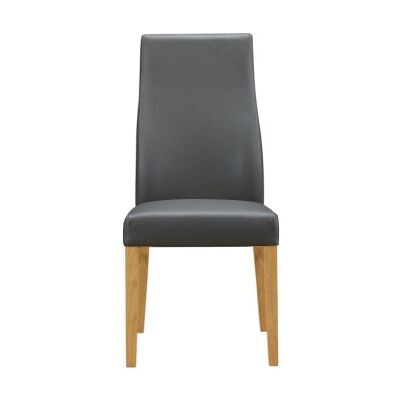 Tyrion Leather Dining Chair, Grey / Wheat