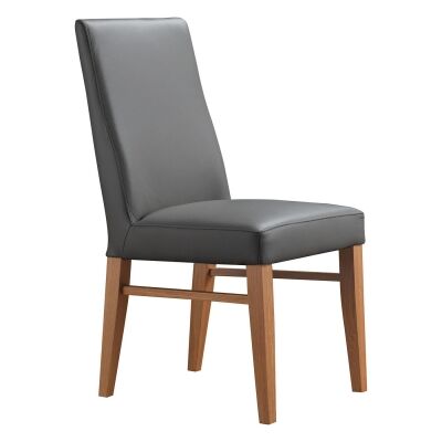 Theon Leather Dining Chair, Grey / Blackwood