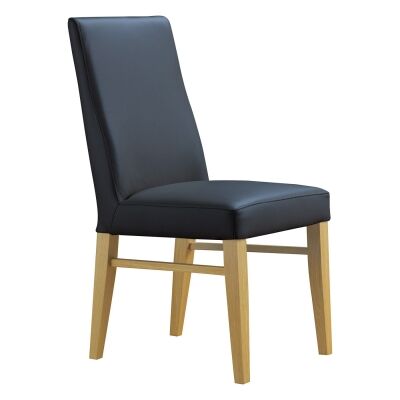Theon Leather Dining Chair, Black / Wheat