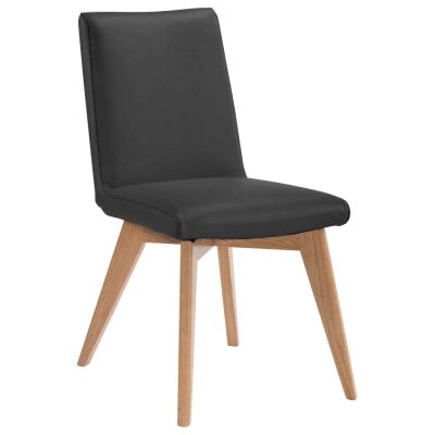 Chelsea Leather Dining Chair, Black / Natural