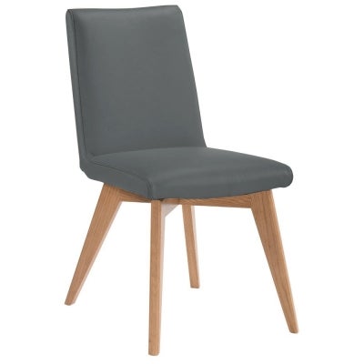 Chelsea Leather Dining Chair, Grey / Natural