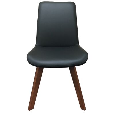 Nook Leather Swivel Dining Chair, Black / Blackwood