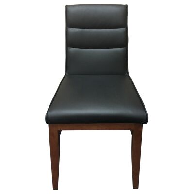 Dalmar Leather Dining Chair, Black / Blackwood