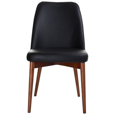 Strano Leather Dining Chair, Black / Blackwood