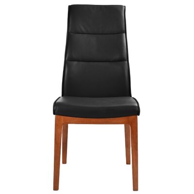 Evoe Leather Dining Chair, Black / Blackwood