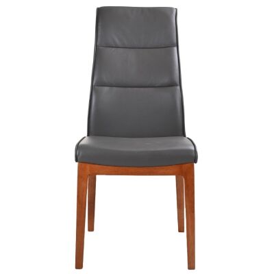 Evoe Leather Dining Chair, Grey / Blackwood