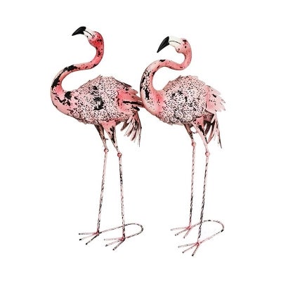 Lunebrook 2 Piece Iron Flamingo Statue Set