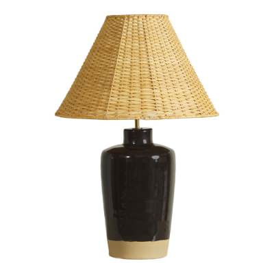 Mantel Ceramic & Rattan Table Lamp