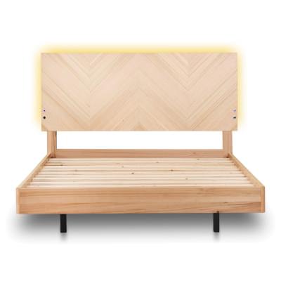 Jazzlyn Plus Mountain Ash Timber Platform Bed with Nightlight & USB Ports, Queen