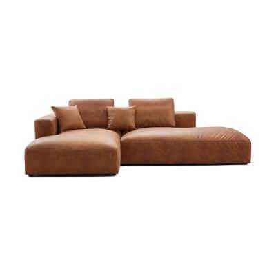 Sleekon Modern Fabric Modular Corner Sofa, 4 Seater Armless with LHF Chaise, Tan