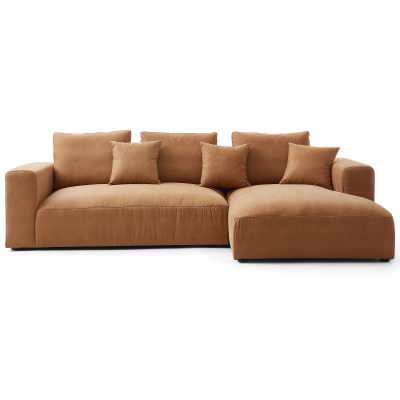 Sleekon Modern Fabric Modular Corner Sofa, 4 Seater with RHF Chaise, Camel