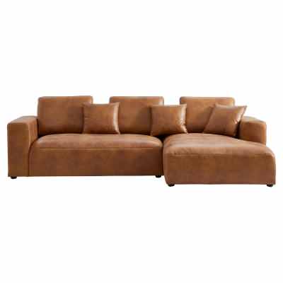 Sleekon Modern Fabric Modular Corner Sofa, 4 Seater with RHF Chaise, Tan