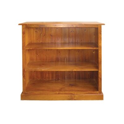 LA New Zealand Pine Timber Low Bookcase, 90cm, Blackwood