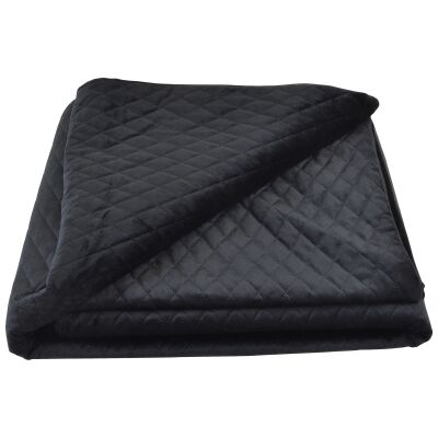 Bolero Quilted Velvet Bed Coverlet, 145x250cm, Black