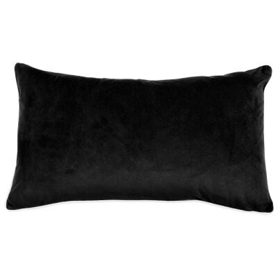 Rodeo Velvet Lumbar Cushion Cover, Black with a White trim