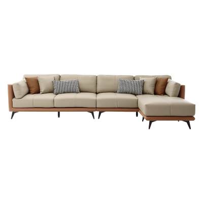 Cambria Modern Leather Modular Sofa, 4 Seater with Ottoman